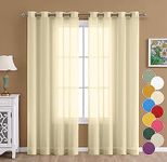 THE LINEN COMPANY Cotton Linen Solid Long Door Curtain Set with Steel Eyelet Rings- 4.5 x 8 Feet (Set of 2 - Butter Cream)