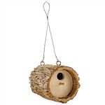 Uncle Dunkels Log-Shaped Birdhouse, Rustic Bird House for Wrens, Chickadees and Other Small Birds, Handmade from Reclaimed Wood