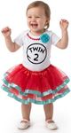 Luke and Lulu Twin 2 and Twin1 Costume for Twins – Baby Girl Tutu Outfit Set with Bodysuit, Tutu Skirt & Flower Headband