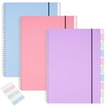 MSTONAL 3 Pack Spiral Notebooks, Large Notebook College Ruled 8.5" x 11" 100GSM 7mm College Ruled, 80 Sheets/160 Pages, College Ruled Notebook for School, Office, Sketch