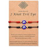 Lanqueen 7 Knots Red Bracelet Evil Eye Bracelet Good Luck Charm Mauvais Oeil Protection Jewelry Gifts for Women Men Boys Girls Family