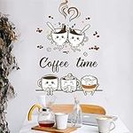 KAIRNE Coffee Time Wall Stickers for Cafe Kitchen Wall Decor,Coffee Cup Beans Wall Art Vinyl Decal for Home Office Tea Time Dining Room Decorations Removable Kitchen Sticker,42 pcs