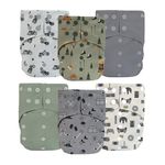 LA PETITE OURSE 6 One Size Printed Snap Cloth Diaper with 12 4-Layer Premium Bamboo Inserts, for Babies Weighing 10–35 Pounds - Palms