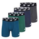 New Balance Men's No-Fly Cotton Performance Boxer Briefs 3" Inseam (4 Pack of Men's Underwear)