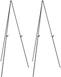 U.S. Art Supply 63" High Steel Easy-Folding Display Easel (Pack of 2 Easels) - Instantly Collapses, Adjustable Height Display Holders - Portable Tripod Stand, Presentations, Signs Posters, Holds 5 lbs