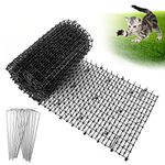 157x12 Inch Scat Mat for Cats, Cat Deterrent Mat, Cat Scat Mat with Spikes, Cat Spike Mat, Pet Deterrent Mat, Cat Digging Stopper Prickle Strip Anti-Cats Network Indoor Outdoor with 8 Garden Staples