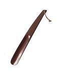 DOLPHY Wooden Shoe Horn, 15” Long Shoe Horn for Seniors, Men, Women, Kids, Long Handle Shoe Horn with Loop, Shoe Spoon/Boot Horn Brown