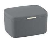 WENKO Barcelona Bathroom Box/Storage Basket with Lid, Completely Unbreakable, 19.5 x 11 x 16 cm, Anthracite, grey, 19, 5 x 11 x 16 cm