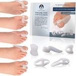 Dr. Fredericks Original 14 Piece Bunion Pad & Spacer Kit - 7 Pairs of Soft Gel Toe Separators & Bunion Cushions - One Size Fits All Bunions Treatment - Fast Bunion Relief - Wear with Shoes