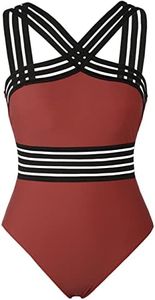 Hilor Bathing Suit for Women Tummy Control Swimwear Sexy Slimming One Piece Swimsuits Cinnabar S/US4-6