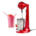 ARTECH Retro Milkshake Maker Red – Powerful 100W Milk Frother, Protein Shake Mixer, Milk Shakes, Omelettes Mix, Cocktails & Frappes Blends, 500ml Stainless Steel Cup, 2 Speed Settings Recipes Included