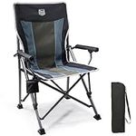 Timber Ridge Folding Camping Chair High Back Camping Chairs Adults Heavy Duty 150kg Foldable Chair with Hard Armrest Portable for Festival Outdoor Camping Fishing Garden Black