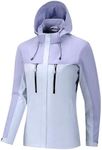 jekewolawang Women's Waterproof Windproof Jacket with Hood Lightweight Zip-Up Jacket (US, Alpha, XX-Large, Regular, Regular, Purple/Light Purple)