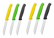 SWASTHA HYGIENE Wavy Edge Kitchen Knife Serrated (AISI 420J2) 90mm Assorted Color Set of 6