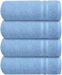 Infinitee Xclusives Blue Hand Towels Set of 4 (16x28 inches) – 100% Turkish Cotton Ultra Soft and Highly Absorbent Hotel Quality Blue Hand Towels for Bathroom