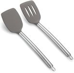 Silicone Spatulas Set, ReaNea Slotted Turner, Solid Turner, Stainless Steel Handle Kitchen Spatulas for Nonstick Cookware, Dishwasher Safe, Easy to Clean