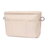 VANCORE Purse Organizer Insert with 13 Pockets, Zippered Top Insert for Handbag and Tote Bag, Inside Shaper with Zipper (Beige, Small)