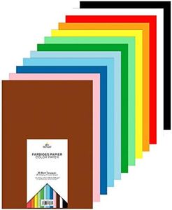 Tritart - papel de color A3 300g I 36 hojas papel artesanal sólido totalmente teñido I Cartulina para manualidades I Cartón fotográfico con 12 colores diferentes I Papel de colores DIY