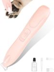 KIKETECH Cordless Dog Paw Trimmer - LED Low Noise 2 Speed Dog Clippers for Grooming, USB Rechargeable Small Area Shaver for Dog Clippers Cats Hair Around Paws, Eyes, Ears, Face, Rump, Pink