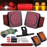 12V LED Trailer Light Wiring Kit Waterproof，Square Led Combination Stop Turn Tail Amber Marker Lights Reflex 16" 3rd Brake Trailer Tail Light Bar for Utility Trailer Boat Camper Snowmobile Lights Kit