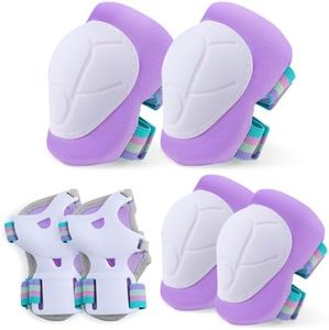 FIODAY Knee Pads for Kids Knee and Elbow Pads Wrist Guards with DIY Stickers Adjustable Protective Gear Set for Inline Skating Biking Skateboard Scooter 3-8 Years