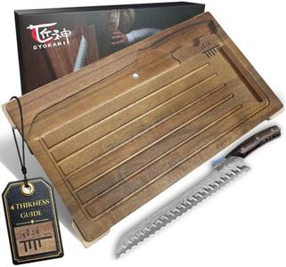 SYOKAMI Acacia Wood Bread Slicer with Bread Knife, Bread Board Bread Cutter