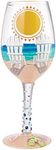 Enesco Designs by Lolita Sun on The Beach Artisan Hand-Painted Wine Glass, 1 Count (Pack of 1), Multicolor