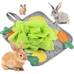 LOPERDEVE Rabbit Foraging Mat, Rabbit Toy 11.8"x11.8" Rabbits Snuffle Mat Machine Washable Polar Fleece Funny Interactive Nosework Feeding Mat Treat Dispenser for Bunny Guinea Pigs Ferrets Chinchillas