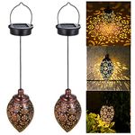 Solar Lantern Light Outdoor Hanging Garden Lights Metal Lamp Outdoor Decorations for Patio Yard,Porch,Lawn,Courtyard,Art Garden Accessories