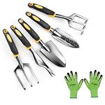 Garden Tools Set - 6 Piece Gardening Hand Tool Set (Weeder, Trowel, Transplanted, Cultivator& Weeding Fork Gloves) - Heavy Duty Aluminum Alloy - Ergonomic & Rust Resistant - Gardening Gifts for Women Men