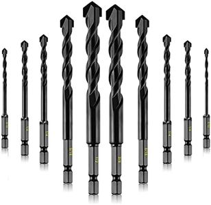 10-Piece Masonry Drill Bits Kit for Concrete, Stone, Carbide Drill Bit Set for Glass, Brick, Tile, Plastic, Ceramic and Wood Size 5/32 to 1/2 inch