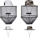 Mosquito Head Net Hat,2Pack Mosquito Head Mesh Mosquito Cap Net Hat Face Cover Fly Protection Netting Hat (A)