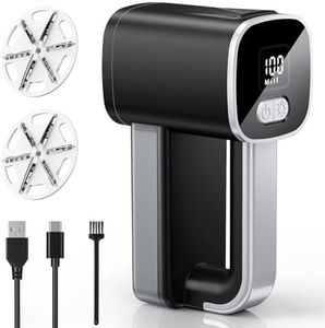 Coovee Electrico Quitapelusas, Quitapelusas para 3 Niveles de Potencia Ajustables, Carga por Type-C, Pantalla LED, 6 Hojas Cuchilla de Quitapelusas Recargable Potente y Eficiente (Negro Plateado)