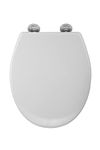 Croydex Constance Flexi-Fix White Universal Toilet Seat Soft Close, Quick Release, Adjustable, Made From Anti-Bacterial Treated Plastic, Top and Bottom Fixing