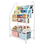 aboxoo Metal Kids Bookshelf Freestanding for Children Room 25 inches Toddler Bookcase Toy Organizer White Stable Bookcase Bookstore Library Book Unit Storage for Small Place