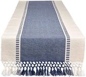 DII Dobby Stripe Woven Table Runner, 13x72-inch, French Blue