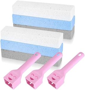 6 Piezas Piedra Pómez para Limpieza de Inodoros, Piedra Pómez de Limpieza, Bloques de Piedra Pómez para WC, Removedor de Suciedad para Parrillas, Cocina, Ducha, Baño, Lavabos, con 3 Mangos