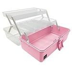 Calogy Craft Organizers and Storage Box, 13 inch 3-Layers Multifunctional Plastic Sewing Organizing Box with Handle