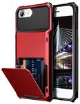 Vofolen for iPhone 6s Case iPhone 8 Wallet iPhone SE 2020 Case Credit Card Holder ID Slot Pocket Dual Layer Protective Bumper Rugged TPU Rubber Armor Hard Shell Cover for iPhone 6 6s 7 8 SE2 (Red)