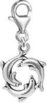 SEXY SPARKLES Women's Round Sea Dolphin Clip On Pendant Charm For Bracelet Or Necklace