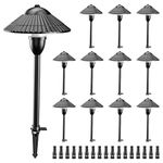 ZUCKEO Low Voltage Landscape Pathway Lights, 5W Aluminum Outdoor LED Landscape Lighting, 12-24V 3000K Waterproof Wired Path Light for Yard Garden Walkway, 12Pack