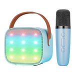 BONAOK Karaoke Machine Toy for Adults and Kids,Portable Bluetooth Karaoke Machine with Light, Rechargeable Wireless Karaoke Music Player Gift for Child, Wireless Karaoke Speaker System for Party(Blue)