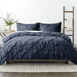 Linen Market Premium Handmade 3-Piece Pinch Pleated Duvet Cover California King Size Set Ultra-Soft Microfiber, Zipper Closure, Internal Ties, Elegant Comfort & Durable - California King Duvet Cover