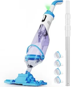 LANCHEZ Cordless Pool Vacuum with Telescopic Pole, Wide Vacuum Head, Handheld Rechargeable Pool Cleaner, 1H Run Time, 18 GPM for Sand, Silt & Leaves in Inground & Above Ground Pools, Hot Tub and Spa