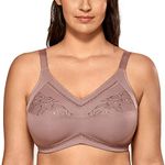 Delimira Women's Wireless Bras Cotton Mastectomy Bras with Pockets Post Surgery Full Cup Comfort Plus Size Everyday Bra Mochaccino 40DD