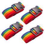 Axgo Luggage Straps Heavy Duty 4 Pcs Adjustable Suitcase Belts Travel Accessories, Rainbow