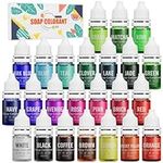 Soap Dye - 24 Colour Food Grade Skin Safe Soap Coloring Bath Bomb Colour Dye for DIY Soap Making Supplies - Liquid Concentrated Soap Colourant for Bath Bomb Supplies Kit, Handmade Soaps, Slime, Craft