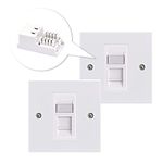 VCE RJ45 Socket Cat6 Network Single Port Flat Face Wall Plate 2 Sets