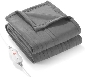 Manta Eléctrica, Calefacción de 4 Niveles, Apagado Automático en 6 Horas, Calentamiento Rápido y Uniforme, Cómodo Forro polar de 130 x 180 cm, Calidez Total, Lavable a Máquina Gris (130 x 180 cm)