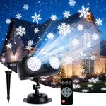 MATEPROX Snowfall Projector Lights, Waterproof Christmas LED Snowflake Projector Lights for Indoor and Outdoor Festive Decor